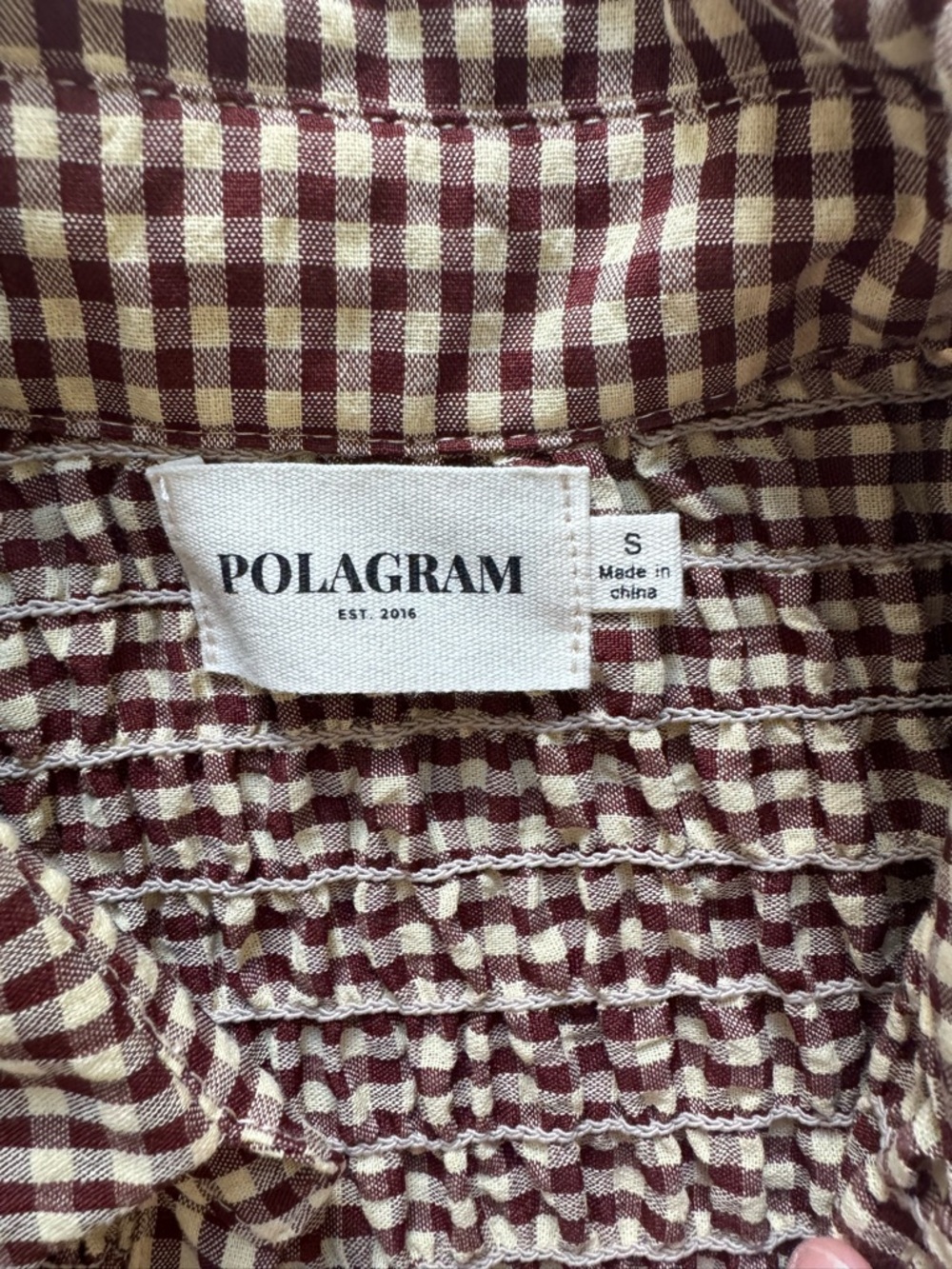 PinkBlush Mocha Gingham Smocked Button Down Maternity Midi Dress in Size S - Picture 7 of 10